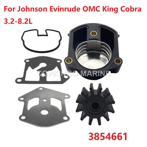 Water Pump Impeller Repair Kit With Housing For Johnson Evinrude OMC King Cobra 3.2-8.2 Liter Stern Drive 3854661