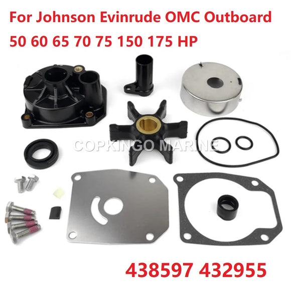 Water Pump Impeller Kit for Johnson Evinrude 50 60 65 70 75 150 175HP 438597 432955 18-3389