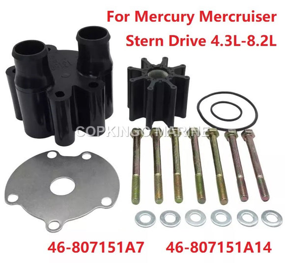 Water Pump Impeller Kit For Mercury Mercruiser Stern Drive 4.3L 5.0L 5.7L 7.4L 8.2L 46-807151A14 18-3150