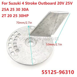 Zinc Trim Tab Fin Anode for Suzuki 4 Stroke Outboard DF20V 25V 25A 25 30 30A 2 stroke DT20 25 30HP 55125-96310