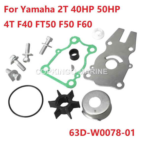 Water Pump Repair Kit for Yamaha 2 Stroke 40HP 50HP 4 Stroke F40 FT50 F50 F60 Boat Motor 63D-W0078-01