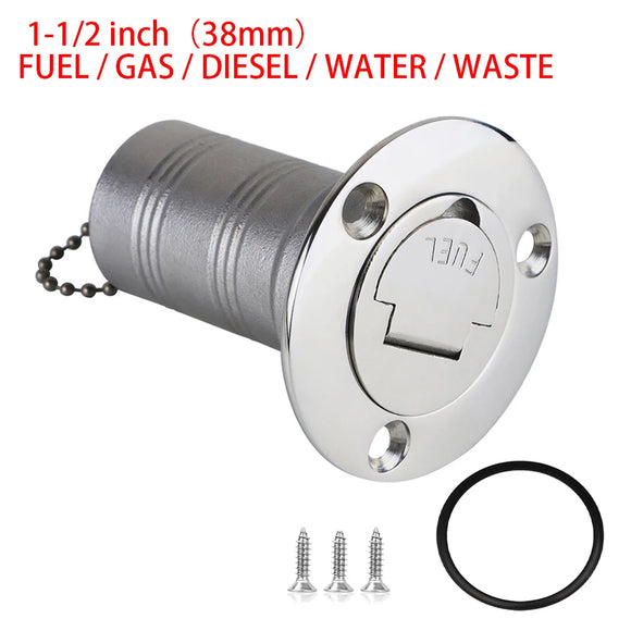 AD New Stainless Steel 316 Deck Filler GAS DIESEL FUEL WATER 38mm Mirror Polish Marine Boat Hardware Deck Filler Cap