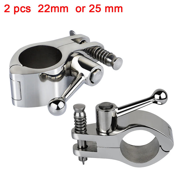 2 PCS 22mm/25mm Stainless Steel 316 Boat Bimini Top Hinged Jaw Slide Fitting Easy Install Marine Hardware