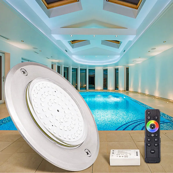 Easy Installation Ip68 Waterproof 12V Remote Control Flat Slim Resin Filled Pool Lamp Underwater Led Rgbw Swimming Pool Lights