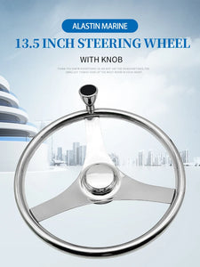 Marine Stainless Steel Sport Steel Steering Wheel 3 Spokes Yacht Marine hardware fittings Boat Accessories 13-1/2"