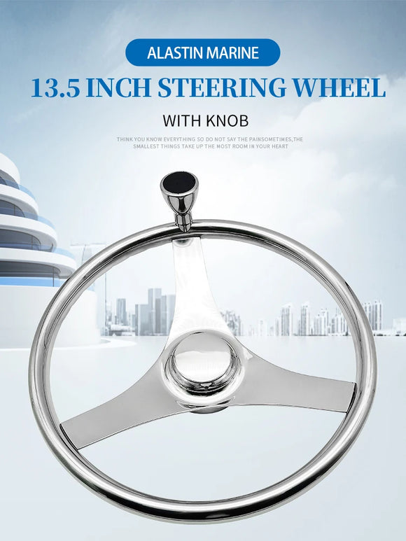 Marine Stainless Steel Sport Steel Steering Wheel 3 Spokes Yacht Marine hardware fittings Boat Accessories 13-1/2