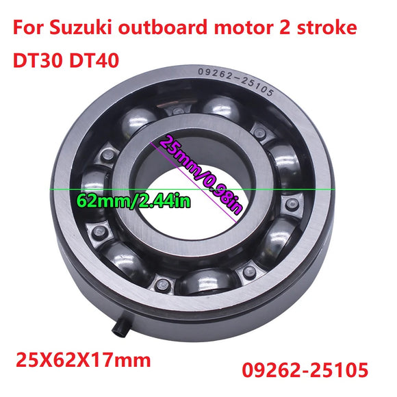 Ball Bearing For Suzuki Outboard Motor 2 stroke DT30 DT40 Crankshaft 09262-25105 Size 25X62X17mm