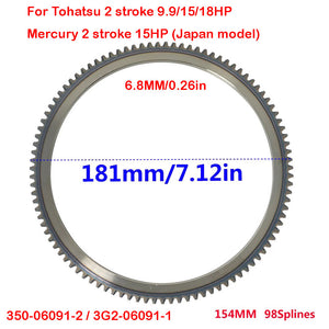 Flywheel Crown Gear Ring For Tohatsu Outboard 2 stroke 9.9/15/18HP Mercury 2 stroke 15HP (Japan model)350-06091-2