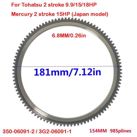 Flywheel Crown Gear Ring For Tohatsu Outboard 2 stroke 9.9/15/18HP Mercury 2 stroke 15HP (Japan model)350-06091-2