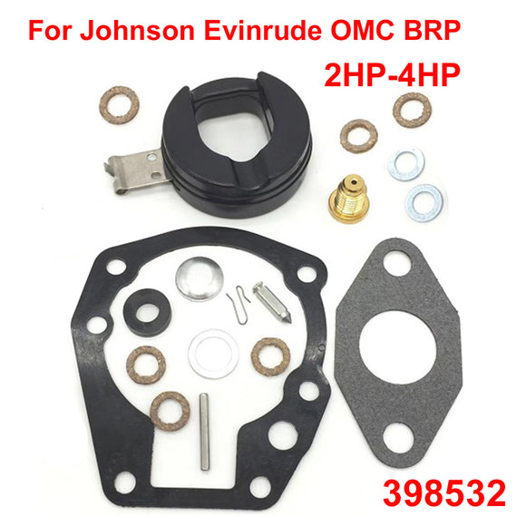 Carburetor Repair Kit with Float for Johnson Evinrude OMC BRP 2HP-4HP 398532