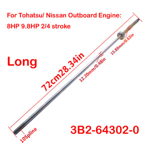 Boat Driver Shaft Long For Tohatsu/Nissan Outboard Engine 6HP 8HP 9.8HP 3B2-64302-0